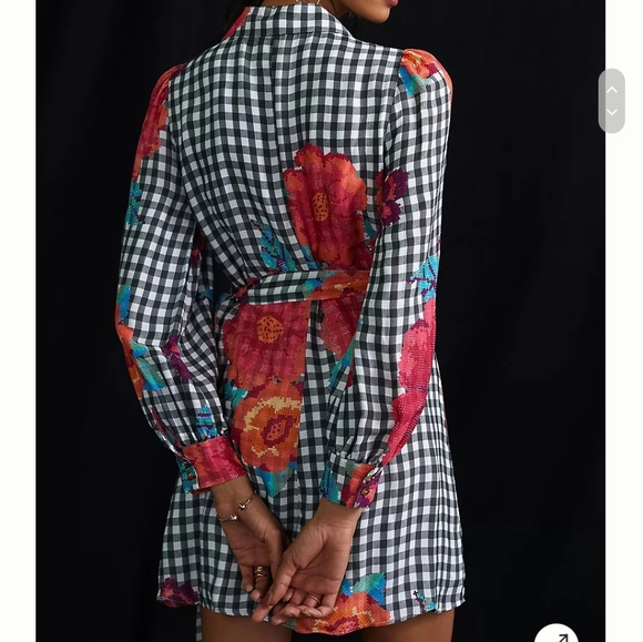 ❗SOLD❗Farm Rio | Gingham Floral Long Sleeve Collared Wrap Dress - Picture 2 of 16
